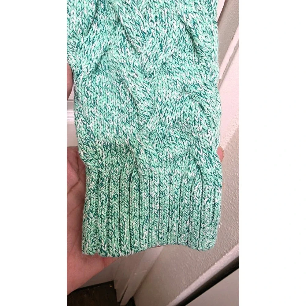 Lands End Women's XL /P Fisherman Chunky Cable Knit Sweater‎ Green Heather